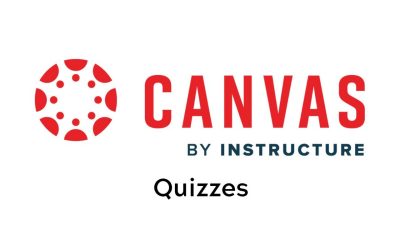 Canvas by Instructure  wordmark to the left of a circle icon lined inside by eight half circles with their  curved side pointed towards a circle of eight small circles and a blank center.  The word Quizzes is centered under the icon and wordmark.
